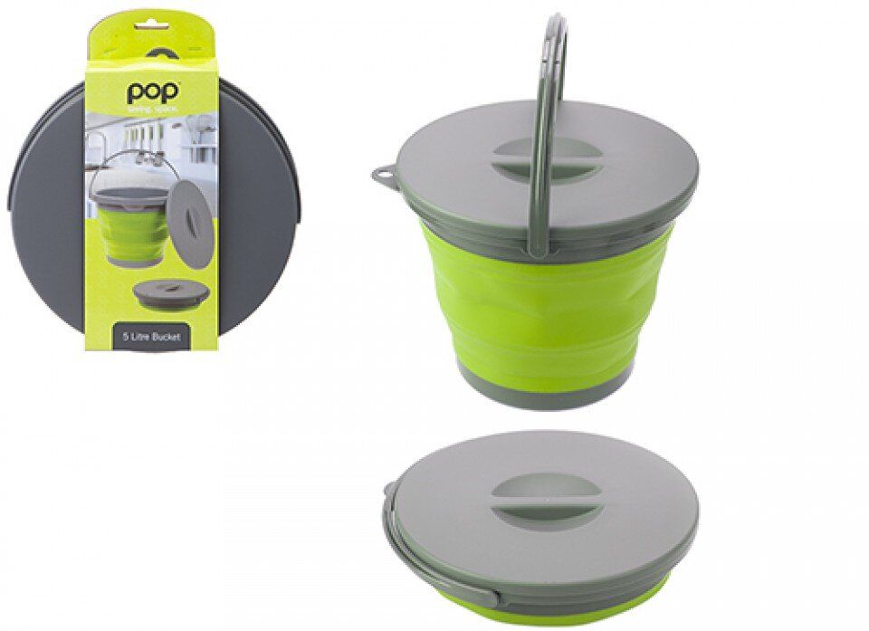 Summit Pop! 5L Collapsible Bucket with Lid Green/Grey - Brean